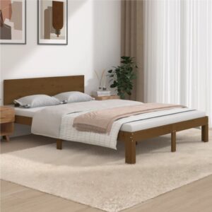 Bed Frame Honey Brown Solid Wood 137x187 cm Double Size