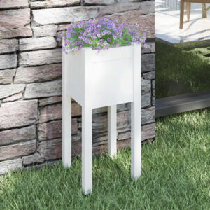 Garden Planter White 31x31x70 cm Solid Pinewood