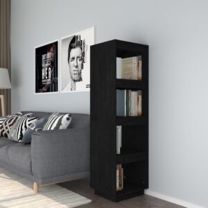 Book Cabinet/Room Divider Black 40x35x135 cm Solid Pinewood