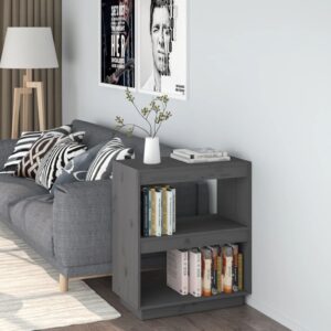 Solid Wood Pine Book Cabinet Grey Spacious Storage Organizer Elegant Design