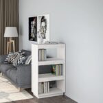 Solid Pine Wood White Book Cabinet Room Divider Storage Organizer Shelf Elegant