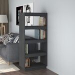 Solid Pine Wood Bookshelf Cabinet Grey - Versatile Room Divider Storage Organizer