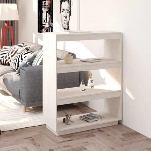 Book Cabinet/Room Divider White 80x35x103 cm Solid Pinewood