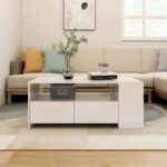 Coffee Table High Gloss White 102x55x42 cm Engineered Wood