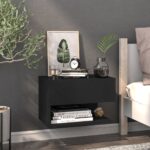 Chic Black Floating Nightstand Wall-Mounted Storage Shelf Space-Saving Cabinet