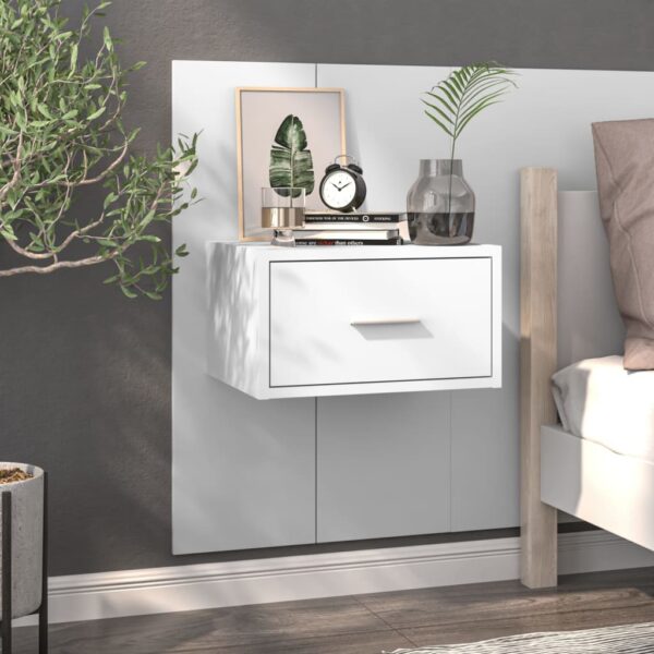 Chic White Floating Bedside Cabinet with Storage Drawer Wall Mount Space Saver