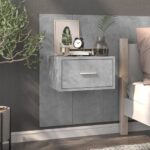 Wall-mounted Bedside Cabinet Concrete Grey