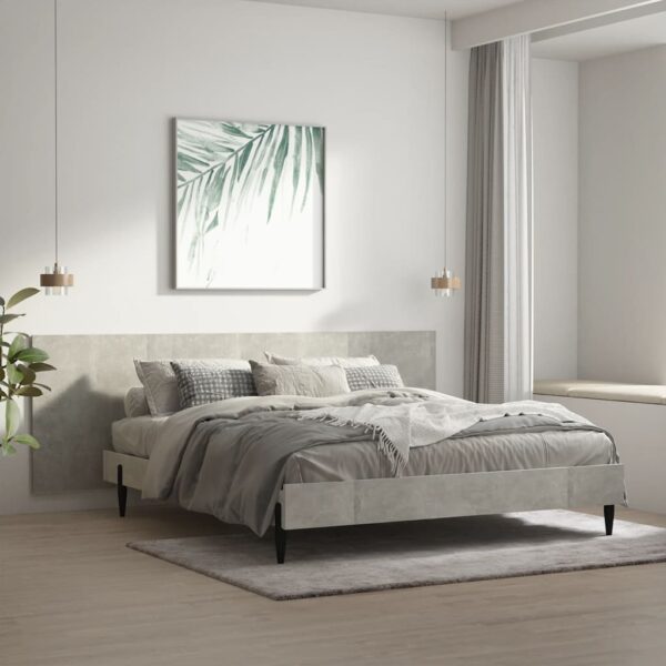 Elegant Concrete Grey Wall-Mounted Headboard Engineered Wood Chic Bedroom Decor