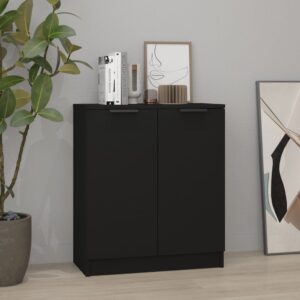 Chic Black Sideboard Storage Cabinet Engineered Wood Multifunctional Organizer