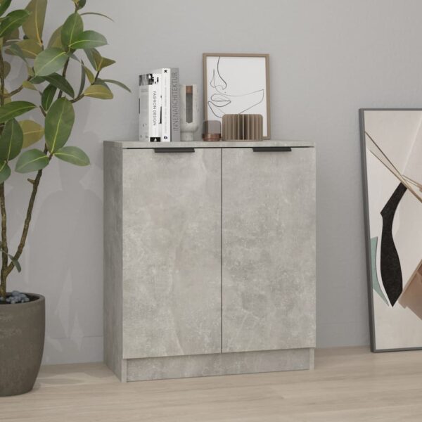 Chic Concrete Grey Sideboard - Engineered Wood  Spacious Storage  Versatile Use