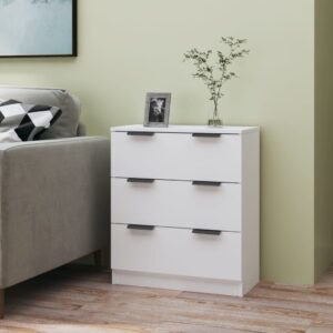 Chic White Sideboard Storage Cabinet Engineered Wood with Drawers for Home