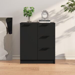 Chic Black Sideboard Storage Cabinet Engineered Wood Versatile Organizer