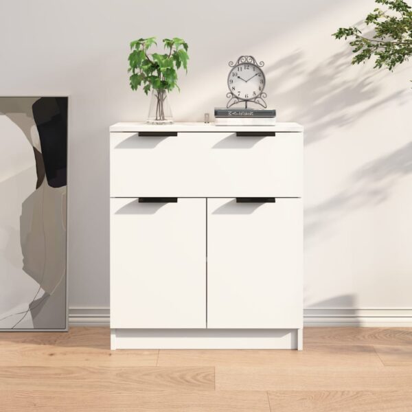 Chic White Modern Sideboard Storage Cabinet with Drawer and Shelves