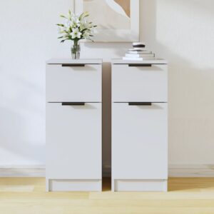 Chic White Engineered Wood Sideboards Set of Two with Storage and Display Space