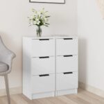 Sideboards 2 pcs High Gloss White 30x30x70 cm Engineered Wood