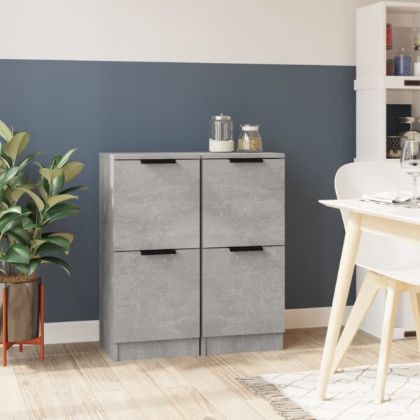 Sideboards 2 pcs Concrete Grey 30x30x70 cm Engineered Wood