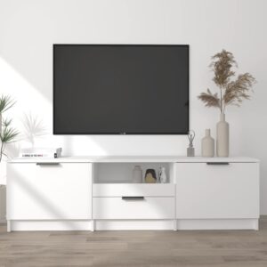 White Engineered Wood TV Stand Media Console Storage Cabinet Modern Design