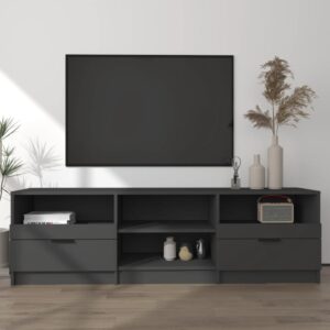 Modern Black Engineered Wood TV Stand Media Console with Storage Shelves