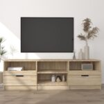 Modern Sonoma Oak TV Stand Cabinet Media Console with Storage Shelves