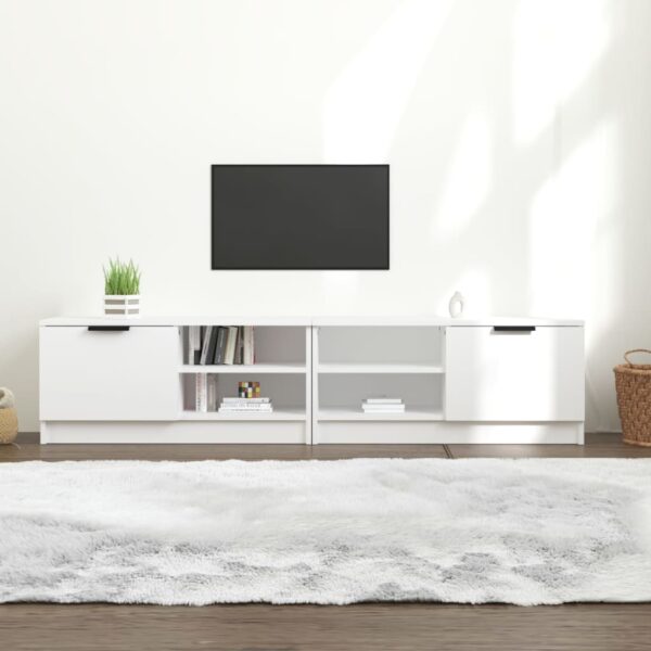 Modern White TV Stand Cabinet Set Storage Shelves Media Console Wood Furniture