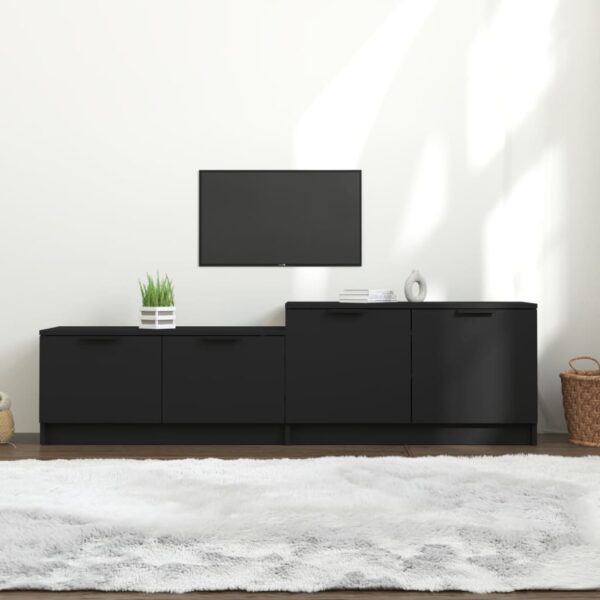 Modern Black Engineered Wood TV Stand Media Console with Storage Space