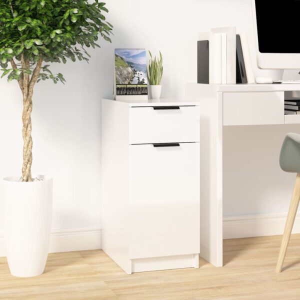 Desk Cabinet High Gloss White 33.5x50x75 cm Engineered Wood