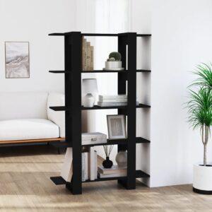 Versatile Black Bookshelf Cabinet Room Divider Storage Organizer Easy Clean