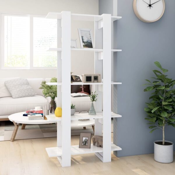 White Engineered Wood Book Cabinet Room Divider Storage Organizer Shelf