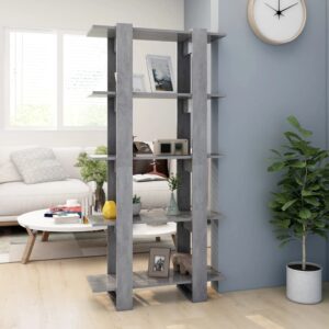 Versatile Engineered Wood Bookshelf Room Divider Storage Organizer Grey Finish