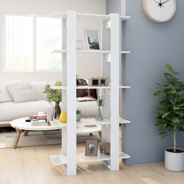 High Gloss White Bookshelf Cabinet Room Divider Storage Organizer Display Unit