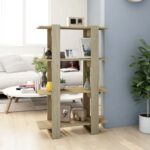 Versatile Wooden Bookshelf Room Divider Storage Organizer Sonoma Oak Finish