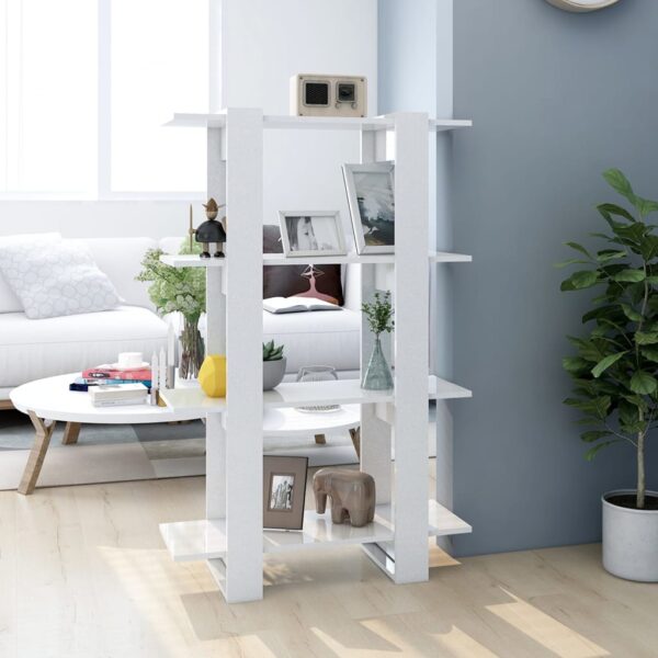 High Gloss White Wooden Bookshelf Storage Organizer Room Divider Modern Design