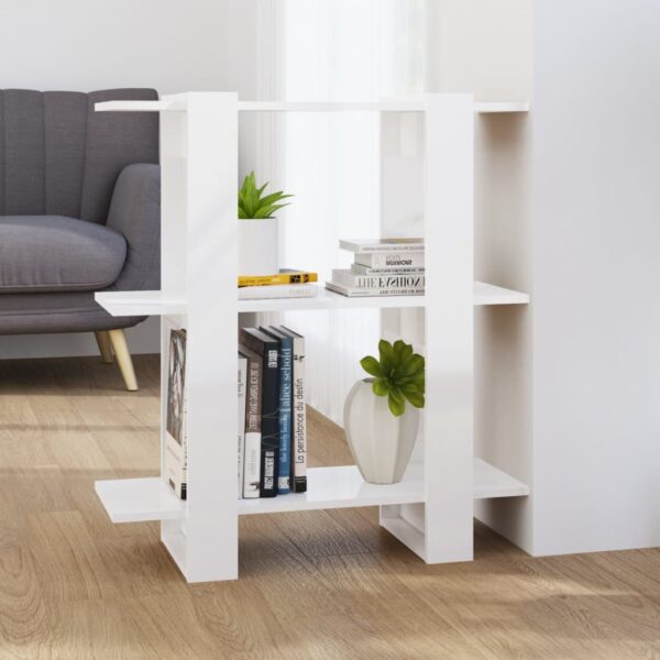 High Gloss White Wooden Book Cabinet Versatile Room Divider Storage Organizer