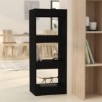 Versatile Black Engineered Wood Bookshelf Storage Organizer Room Divider