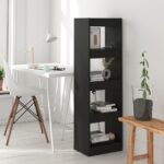 Versatile Black Bookshelf Cabinet Room Divider Storage Organizer Easy Clean