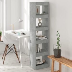 Versatile Concrete Grey Bookshelf Room Divider Storage Organizer Easy Clean