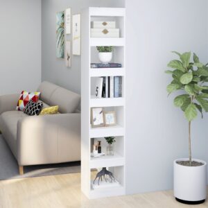 White Engineered Wood Bookshelf Cabinet Versatile Room Divider Storage Organizer