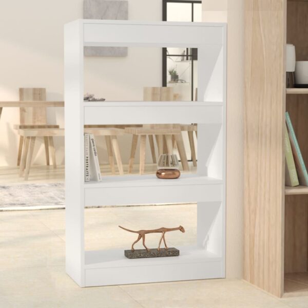 White Engineered Wood Book Cabinet Room Divider Storage Organizer Shelf Unit