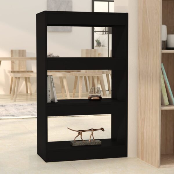 Versatile Black Engineered Wood Book Cabinet Room Divider Storage Organizer