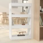 High Gloss White Wooden Bookshelf Cabinet Versatile Room Divider Storage Organizer