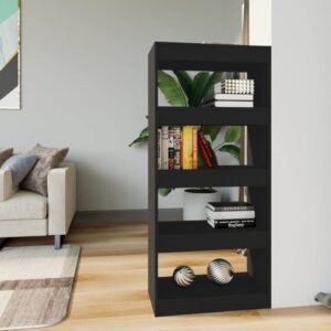 Versatile Black Engineered Wood Book Cabinet Room Divider Storage Organizer