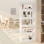 White Engineered Wood Book Cabinet Room Divider Storage Organizer Shelf