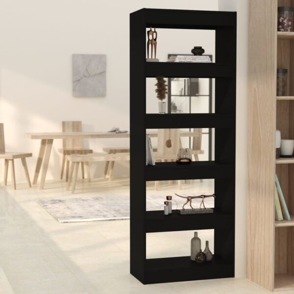 Versatile Black Engineered Wood Book Cabinet Room Divider Storage Organizer