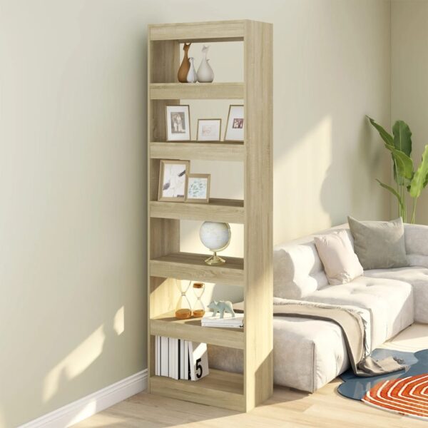 Versatile Wooden Bookshelf Room Divider Storage Organizer Sonoma Oak Finish