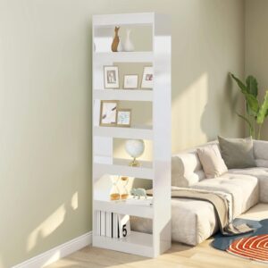 High Gloss White Wooden Bookshelf Storage Organizer Room Divider Elegant Design