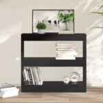 Versatile Black Bookshelf Room Divider Storage Organizer Display Cabinet