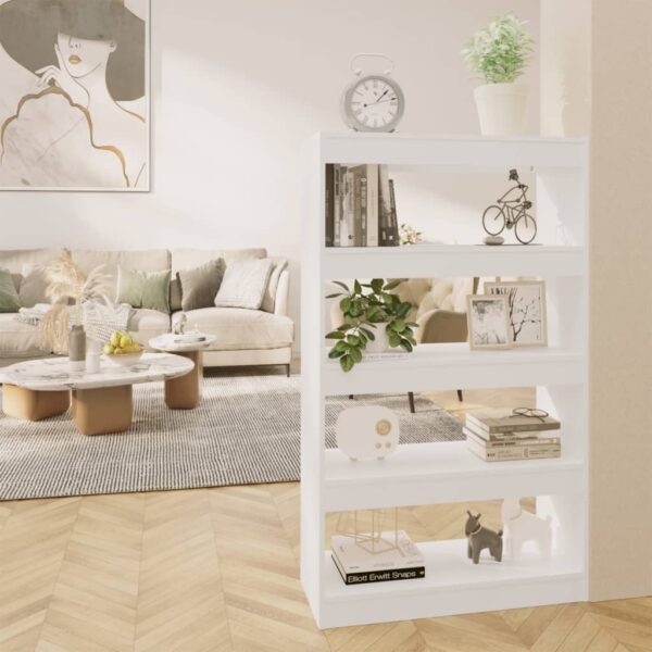 White Engineered Wood Book Cabinet Room Divider Storage Organizer Shelf