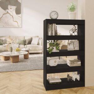 Versatile Black Engineered Wood Bookshelf Storage Organizer Room Divider