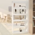 White Engineered Wood Book Cabinet Room Divider Storage Organizer Shelf