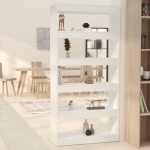 White Engineered Wood Book Cabinet Room Divider Storage Organizer Shelf